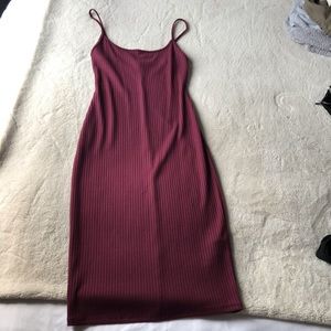 Ribbed Burgundy Dress